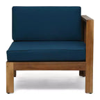 GDFStudio Allaire Acacia Wood 3 Seater Sectional Sofa Set with Ottoman
