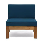 GDFStudio Allaire Acacia Wood 3 Seater Sectional Sofa Set with Ottoman