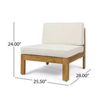 GDFStudio Allaire Acacia Wood 3 Seater Sectional Sofa Set with Ottoman