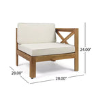 GDFStudio Allaire Acacia Wood 3 Seater Sectional Sofa Set with Ottoman