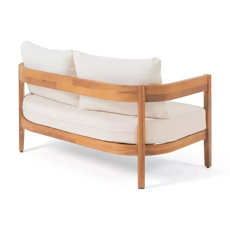 GDFStudio Burrough Ensemble causeuse et table basse en bois d'acacia d'extérieur avec coussins