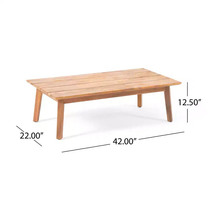 GDFStudio Burrough Ensemble causeuse et table basse en bois d'acacia d'extérieur avec coussins