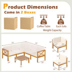 Costway Salon de jardin 6 pièces en bois d'acacia avec coussins et table basse pour jardin