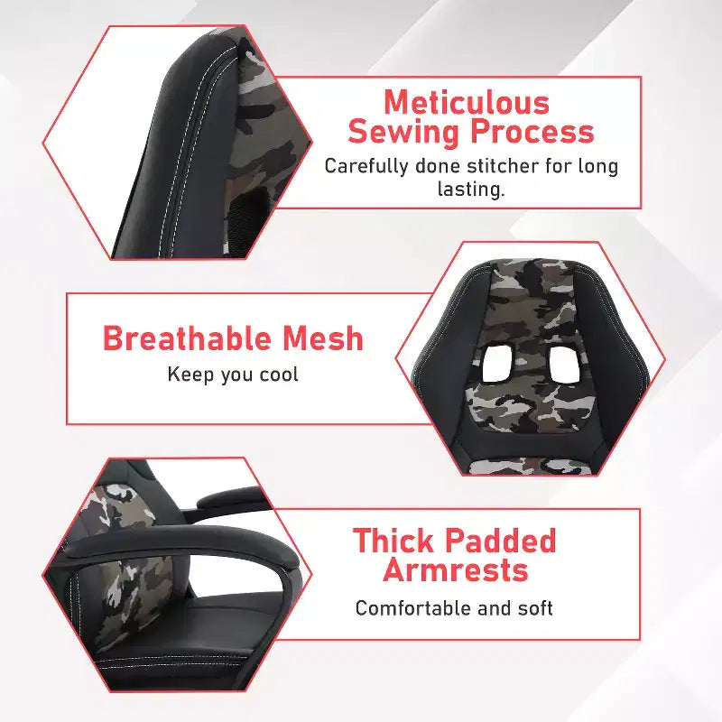 BestMassage Gaming Chair Office Chair with Lumbar Support Adjustable Height PU Leather Executive Chair for Women Men Adults