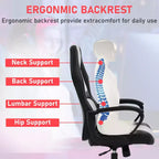 BestMassage Gaming Chair Office Chair with Lumbar Support Adjustable Height PU Leather Executive Chair for Women Men Adults