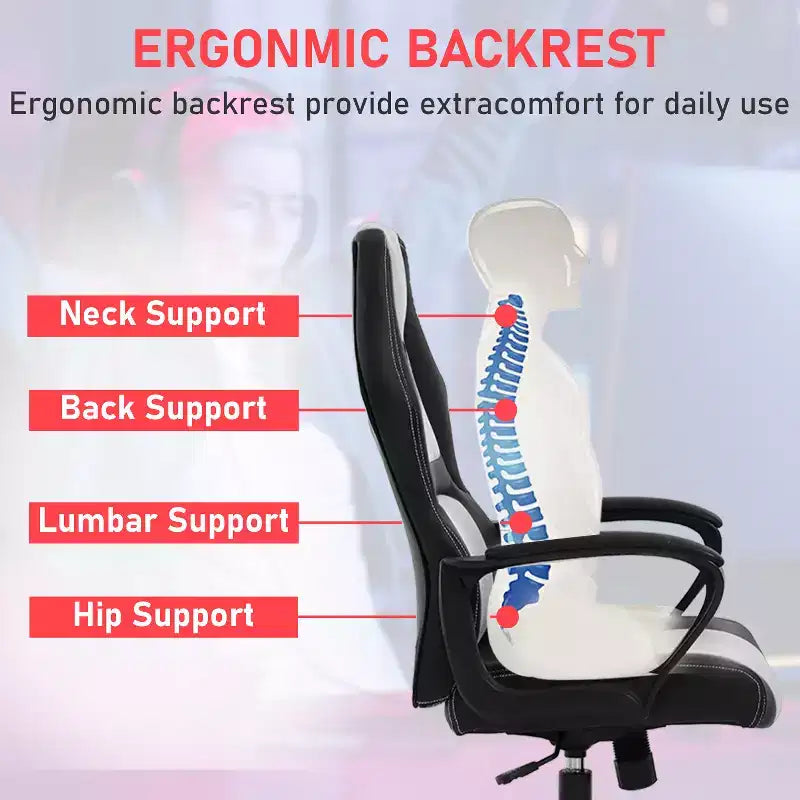 BestMassage Gaming Chair Office Chair with Lumbar Support Adjustable Height PU Leather Executive Chair for Women Men Adults