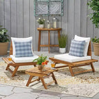Christopher Knight Home Sedona Outdoor Acacia Wood 3 Piece Chat Set with Cushions