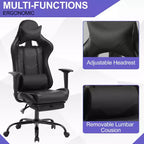 Chaise de jeu BestMassage, chaise de gamer avec support lombaire et repose-pieds, conception pivotante roulante, chaise de bureau pour la maison et le jeu