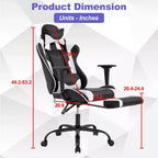 Chaise de jeu BestMassage, chaise de gamer avec support lombaire et repose-pieds, conception pivotante roulante, chaise de bureau pour la maison et le jeu