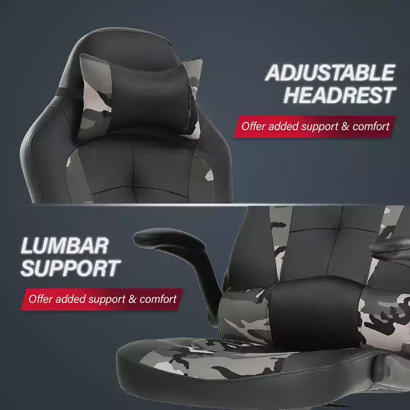 BestMassage Gaming Chair Computer Desk Chair with Lumbar Support Upholstery and Rolling Swivel Chair Base for PC Gaming and Executive Use
