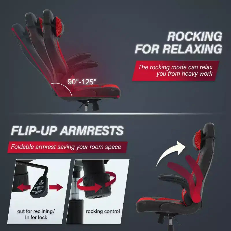 BestMassage Gaming Chair Computer Desk Chair with Lumbar Support Upholstery and Rolling Swivel Chair Base for PC Gaming and Executive Use