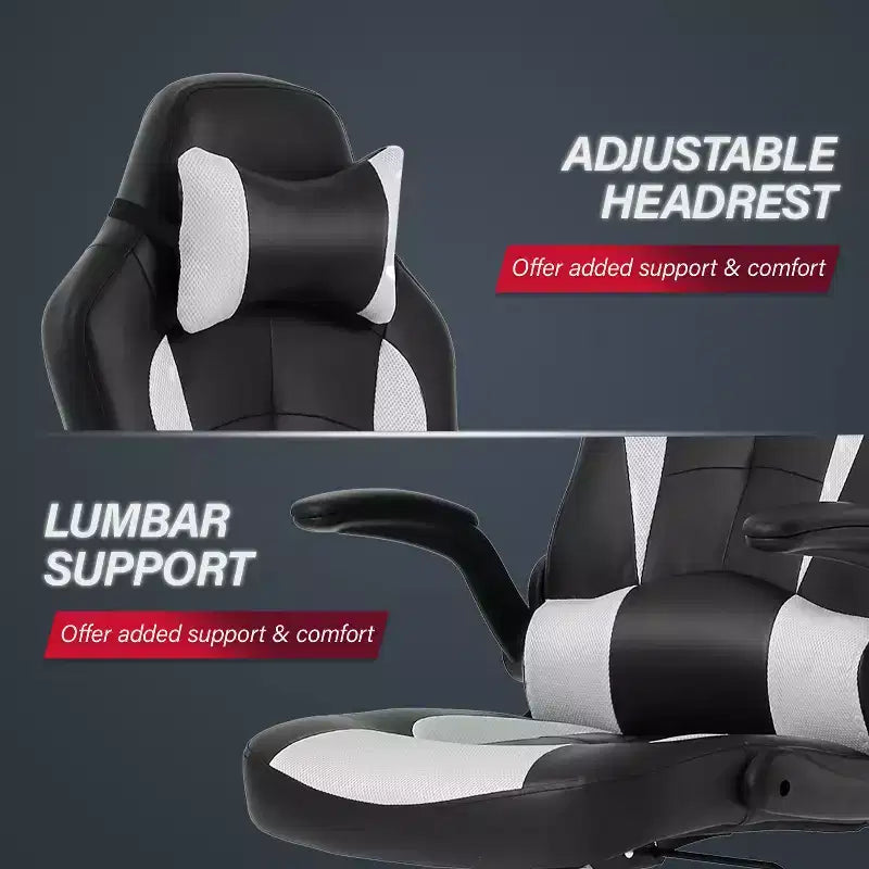 BestMassage Gaming Chair Computer Desk Chair with Lumbar Support Upholstery and Rolling Swivel Chair Base for PC Gaming and Executive Use