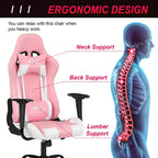 Chaise de jeu BestMassage, chaise de bureau avec support lombaire, appui-tête, accoudoirs et roulettes pivotantes pour joueurs de PC