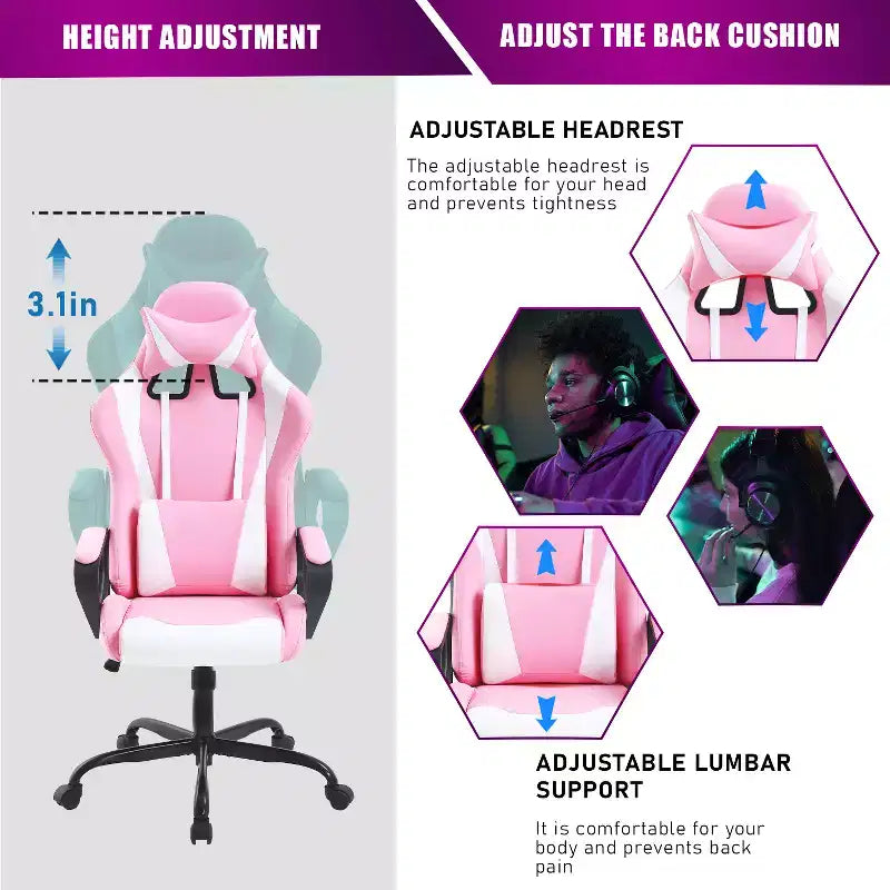 BestMassage Gaming Desk Chair Office Chair Computer Chair with Armrests 360 Swivel Lumbar Support Executive Task Chair for Adults