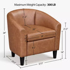 Yaheetech Faux Leather Accent Chair Barrel Chair for Living Room, Bedroom