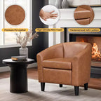 Yaheetech Faux Leather Accent Chair Barrel Chair for Living Room, Bedroom