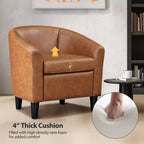 Yaheetech Faux Leather Accent Chair Barrel Chair for Living Room, Bedroom