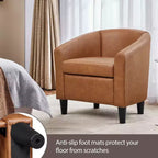 Yaheetech Faux Leather Accent Chair Barrel Chair for Living Room, Bedroom