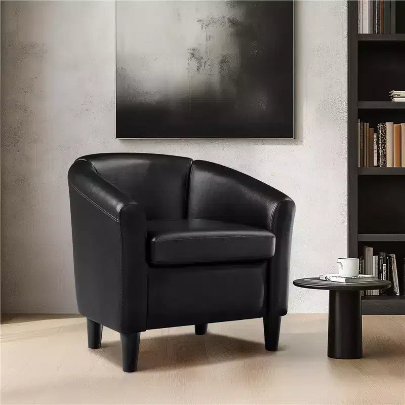Yaheetech Faux Leather Accent Chair Barrel Chair for Living Room, Bedroom
