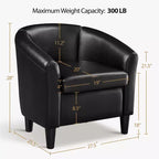 Yaheetech Faux Leather Accent Chair Barrel Chair for Living Room, Bedroom