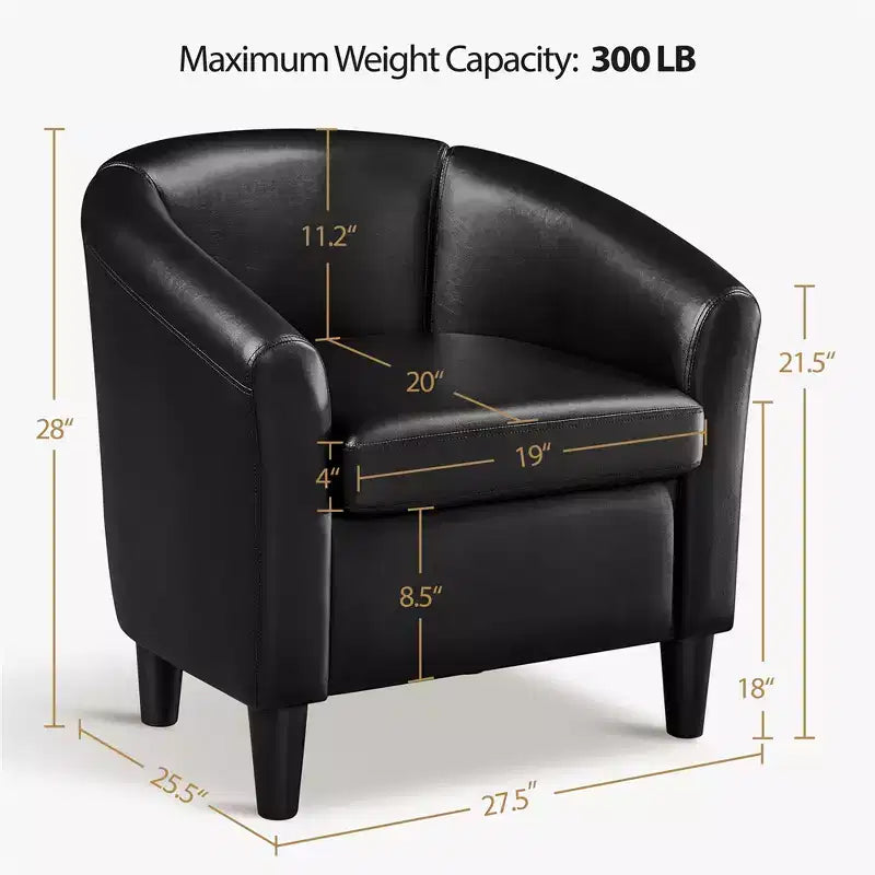 Yaheetech Faux Leather Accent Chair Barrel Chair for Living Room, Bedroom