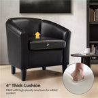 Yaheetech Faux Leather Accent Chair Barrel Chair for Living Room, Bedroom