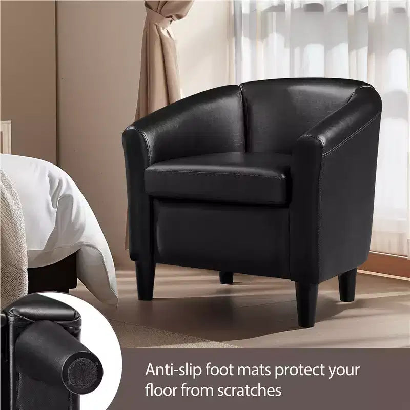 Yaheetech Faux Leather Accent Chair Barrel Chair for Living Room, Bedroom