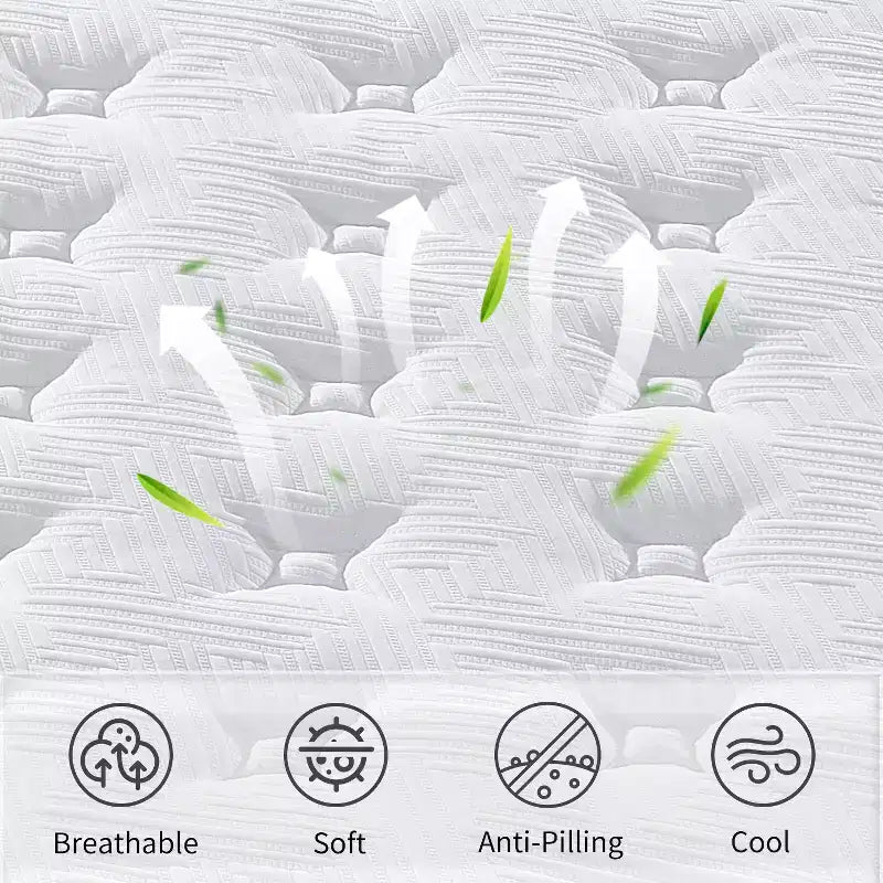 GDFStudio Mary 12 Matelas hybride à ressorts ensachés individuels en mousse à mémoire de forme blanche