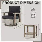 UPTIOT Outdoor Rocking Polyethylene (PE) Wicker Chair with Cushions