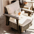UPTIOT Outdoor Rocking Polyethylene (PE) Wicker Chair with Cushions