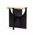 LuxenHome 19.3 Modern Square Side Table, Black End Table with Natural Wood Top, Side Table for Living Room