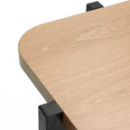 LuxenHome 19.3 Modern Square Side Table, Black End Table with Natural Wood Top, Side Table for Living Room