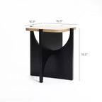 LuxenHome 19.3 Modern Square Side Table, Black End Table with Natural Wood Top, Side Table for Living Room