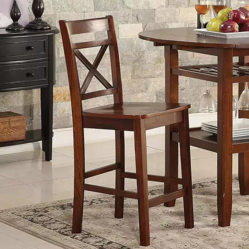 Simple Relax Set of 2 Wooden Counter Height Chairs