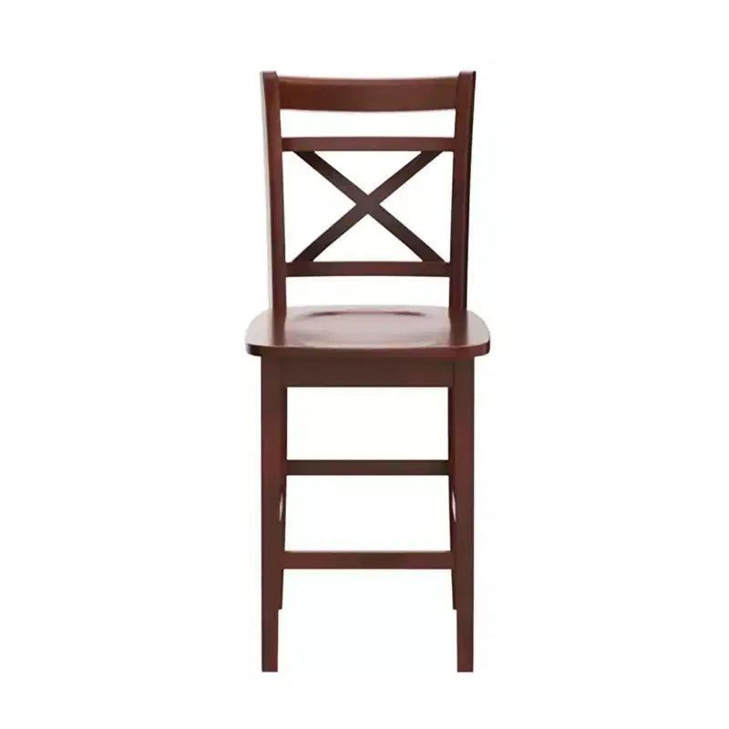 Simple Relax Set of 2 Wooden Counter Height Chairs