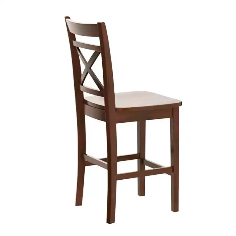 Simple Relax Set of 2 Wooden Counter Height Chairs