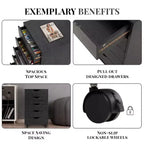 5-Drawer Office File Storage Cabinet, Smart Storage with Adjustable Dividers, Lockable Casters & Smooth Slides