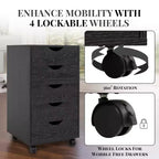 5-Drawer Office File Storage Cabinet, Smart Storage with Adjustable Dividers, Lockable Casters & Smooth Slides