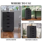 5-Drawer Office File Storage Cabinet, Smart Storage with Adjustable Dividers, Lockable Casters & Smooth Slides