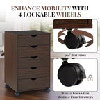 5-Drawer Office File Storage Cabinet, Smart Storage with Adjustable Dividers, Lockable Casters & Smooth Slides
