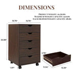 5-Drawer Office File Storage Cabinet, Smart Storage with Adjustable Dividers, Lockable Casters & Smooth Slides
