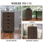 5-Drawer Office File Storage Cabinet, Smart Storage with Adjustable Dividers, Lockable Casters & Smooth Slides