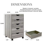 5-Drawer Office File Storage Cabinet, Smart Storage with Adjustable Dividers, Lockable Casters & Smooth Slides