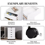 5-Drawer Office File Storage Cabinet, Smart Storage with Adjustable Dividers, Lockable Casters & Smooth Slides