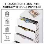 5-Drawer Office File Storage Cabinet, Smart Storage with Adjustable Dividers, Lockable Casters & Smooth Slides