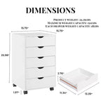 5-Drawer Office File Storage Cabinet, Smart Storage with Adjustable Dividers, Lockable Casters & Smooth Slides