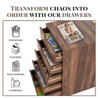 5-Drawer Office File Storage Cabinet, Smart Storage with Adjustable Dividers, Lockable Casters & Smooth Slides