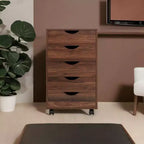 5-Drawer Office File Storage Cabinet, Smart Storage with Adjustable Dividers, Lockable Casters & Smooth Slides