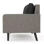 GDFStudio Hensley Outdoor Wicker 5 Seater V-Shape Sectional Sofa Chat Set with Cushions, Mixed Black/Dark Gray