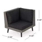GDFStudio Hensley Outdoor Wicker 5 Seater V-Shape Sectional Sofa Chat Set with Cushions, Mixed Black/Dark Gray